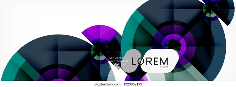 Minimal geometric circles and triangles abstract background, techno modern design, poster template, vector design