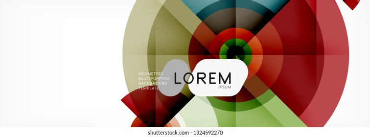 Minimal geometric circles and triangles abstract background, techno modern design, poster template, vector design