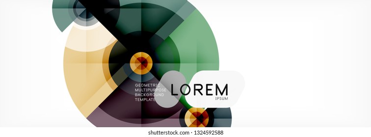 Minimal geometric circles and triangles abstract background, techno modern design, poster template, vector design
