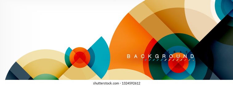 Minimal geometric circles and triangles abstract background, techno modern design, poster template, vector design
