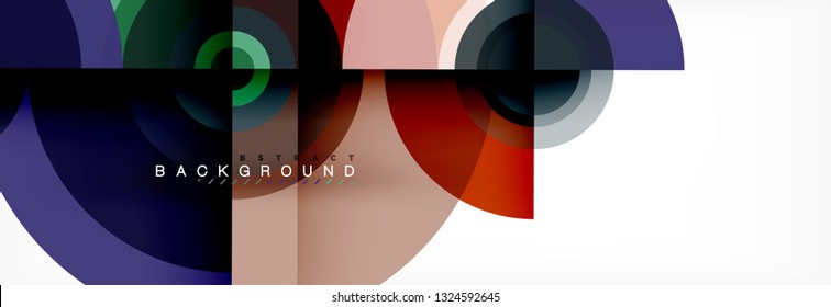 Minimal geometric circles and triangles abstract background, techno modern design, poster template, vector design
