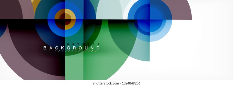 Minimal geometric circles and triangles abstract background, techno modern design, poster template, vector design