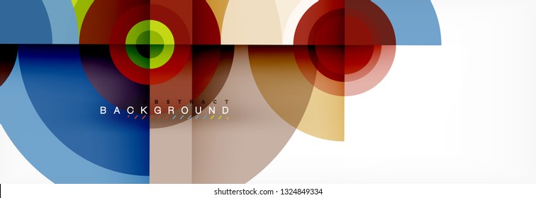 Minimal geometric circles and triangles abstract background, techno modern design, poster template, vector design