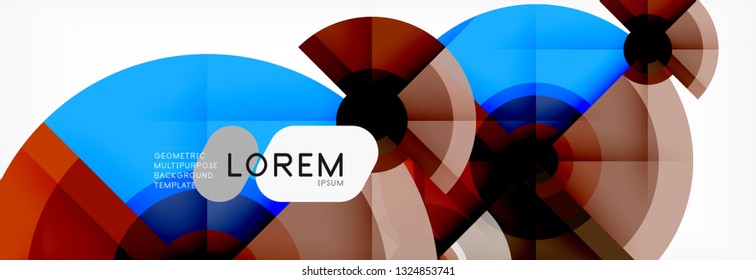 Minimal geometric circles and triangles abstract background, techno modern design, poster template, vector design