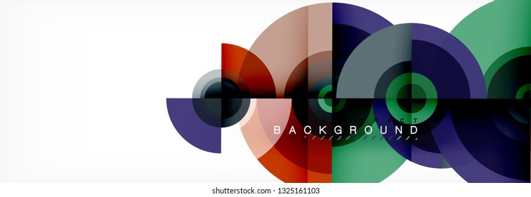 Minimal geometric circles and triangles abstract background, techno modern design, poster template, vector design