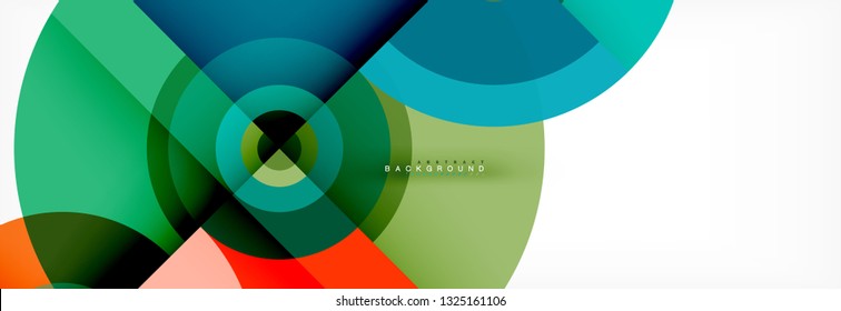 Minimal geometric circles and triangles abstract background, techno modern design, poster template, vector design