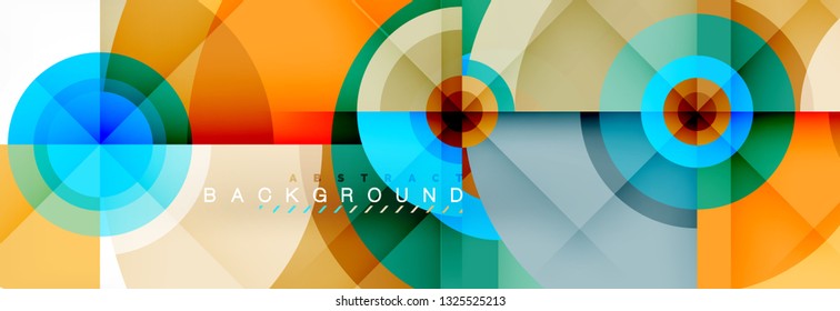 Minimal geometric circles and triangles abstract background, techno modern design, poster template, vector design