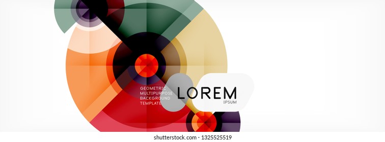 Minimal geometric circles and triangles abstract background, techno modern design, poster template, vector design