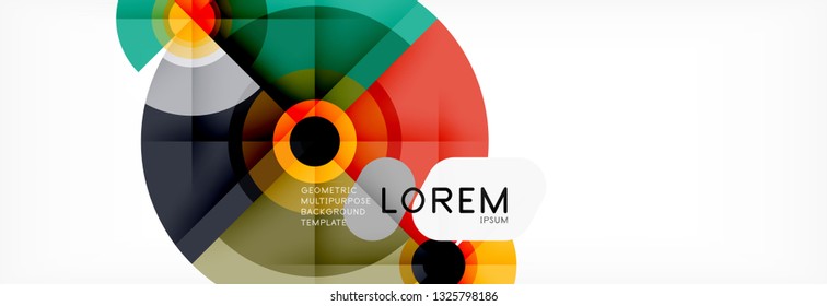 Minimal geometric circles and triangles abstract background, techno modern design, poster template, vector design