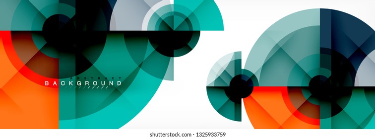 Minimal geometric circles and triangles abstract background, techno modern design, poster template, vector design