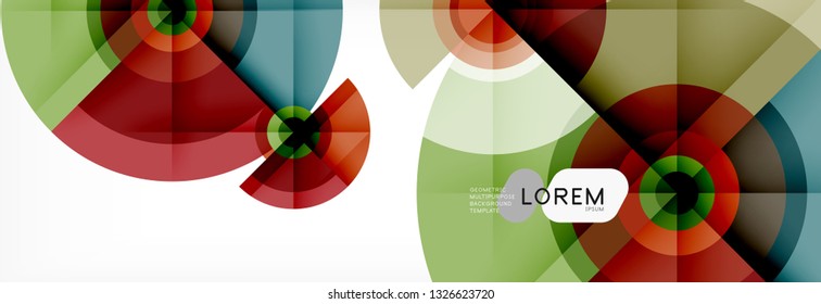 Minimal geometric circles and triangles abstract background, techno modern design, poster template, vector design