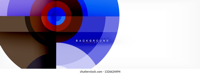 Minimal geometric circles and triangles abstract background, techno modern design, poster template, vector design