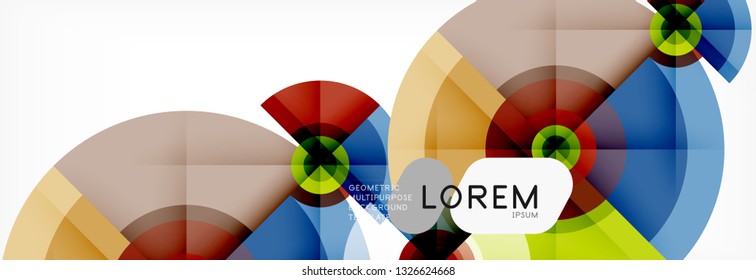 Minimal geometric circles and triangles abstract background, techno modern design, poster template, vector design