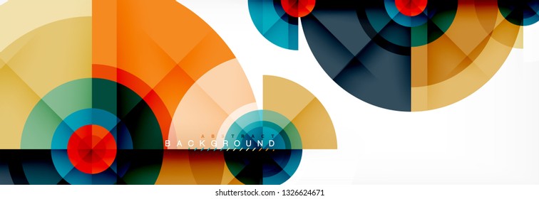Minimal geometric circles and triangles abstract background, techno modern design, poster template, vector design