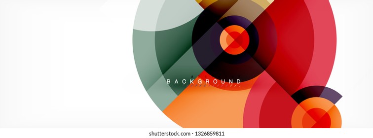 Minimal geometric circles and triangles abstract background, techno modern design, poster template, vector design