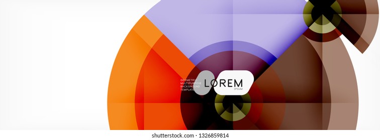 Minimal geometric circles and triangles abstract background, techno modern design, poster template, vector design