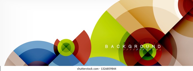 Minimal geometric circles and triangles abstract background, techno modern design, poster template, vector design