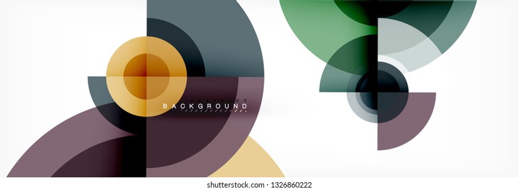 Minimal geometric circles and triangles abstract background, techno modern design, poster template, vector design