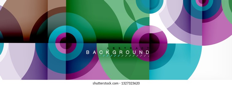 Minimal geometric circles and triangles abstract background, techno modern design, poster template, vector design