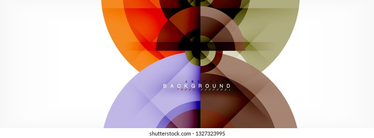 Minimal geometric circles and triangles abstract background, techno modern design, poster template, vector design