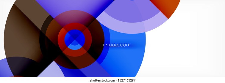Minimal geometric circles and triangles abstract background, techno modern design, poster template, vector design