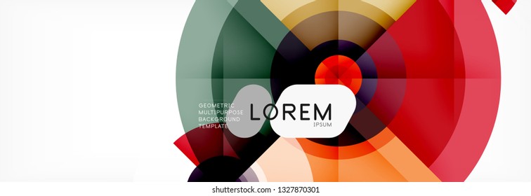 Minimal geometric circles and triangles abstract background, techno modern design, poster template, vector design