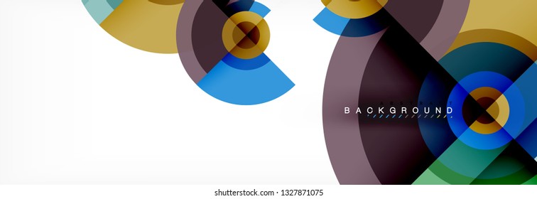 Minimal geometric circles and triangles abstract background, techno modern design, poster template, vector design