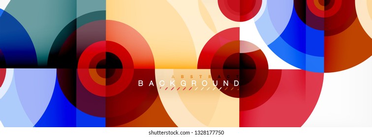 Minimal geometric circles and triangles abstract background, techno modern design, poster template, vector design