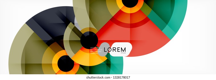 Minimal geometric circles and triangles abstract background, techno modern design, poster template, vector design
