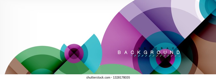 Mínimos círculos geométricos y triángulos de fondo abstracto, diseño tecno moderno, plantilla de afiche, diseño vectorial