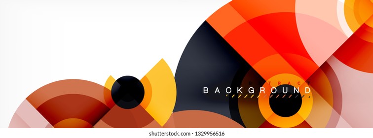 Mínimos círculos geométricos y triángulos de fondo abstracto, diseño tecno moderno, plantilla de afiche, diseño vectorial