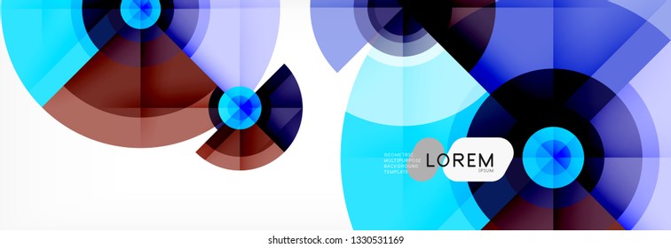 Minimal geometric circles and triangles abstract background, techno modern design, poster template, vector design