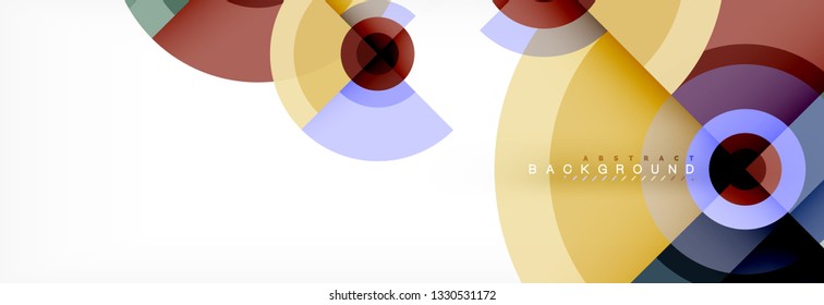 Mínimos círculos geométricos y triángulos de fondo abstracto, diseño tecno moderno, plantilla de afiche, diseño vectorial