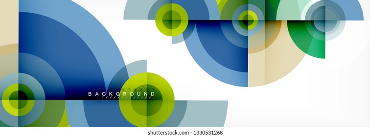 Minimal geometric circles and triangles abstract background, techno modern design, poster template, vector design