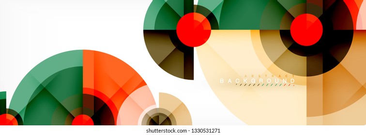 Minimal geometric circles and triangles abstract background, techno modern design, poster template, vector design
