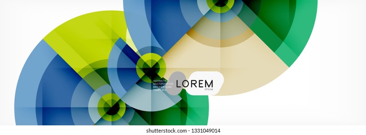 Minimal geometric circles and triangles abstract background, techno modern design, poster template, vector design