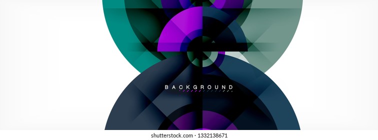 Minimal geometric circles and triangles abstract background, techno modern design, poster template, vector design