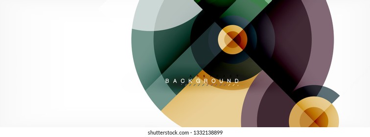 Minimal geometric circles and triangles abstract background, techno modern design, poster template, vector design