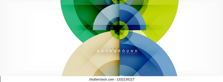 Minimal geometric circles and triangles abstract background, techno modern design, poster template, vector design