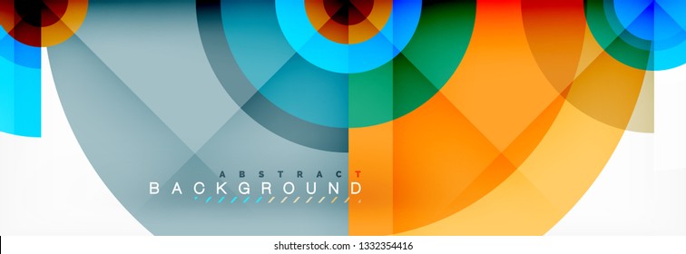 Minimal geometric circles and triangles abstract background, techno modern design, poster template, vector design