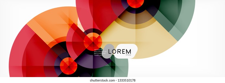 Minimal geometric circles and triangles abstract background, techno modern design, poster template, vector design