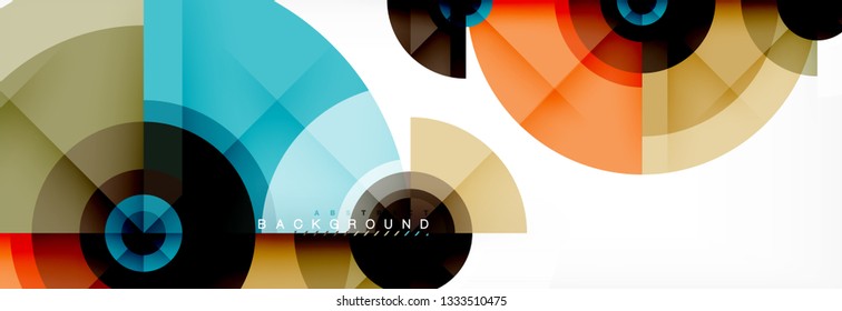 Minimal geometric circles and triangles abstract background, techno modern design, poster template, vector design