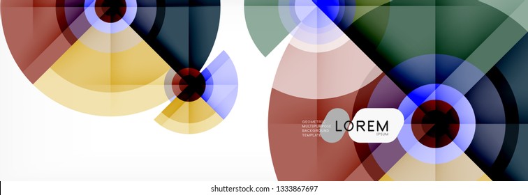 Minimal geometric circles and triangles abstract background, techno modern design, poster template, vector design