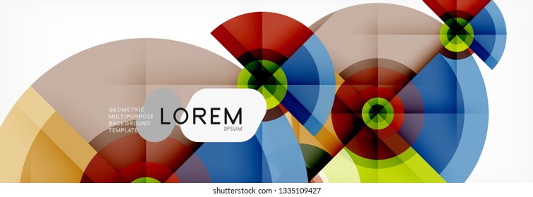 Minimal geometric circles and triangles abstract background, techno modern design, poster template, vector design