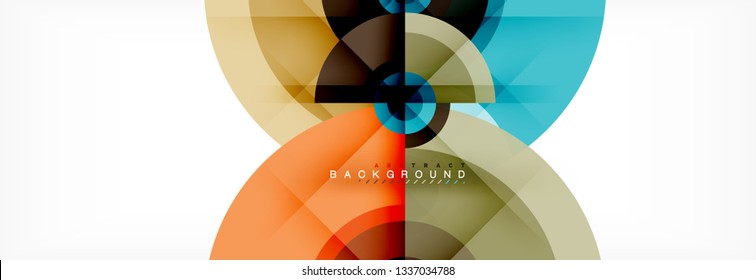 Minimal geometric circles and triangles abstract background, techno modern design, poster template, vector design