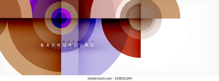 Mínimos círculos geométricos y triángulos de fondo abstracto, diseño tecno moderno, plantilla de afiche, diseño vectorial