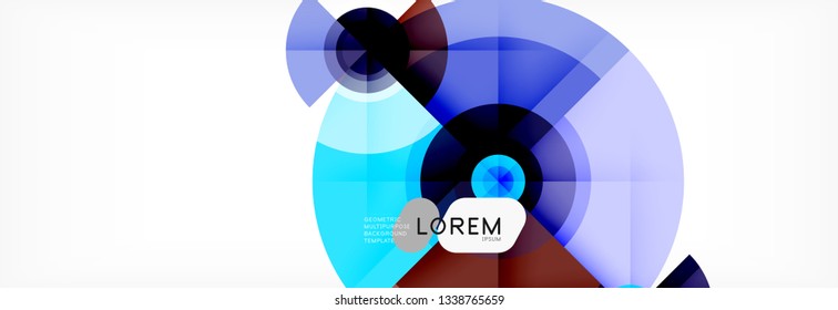 Minimal geometric circles and triangles abstract background, techno modern design, poster template, vector design