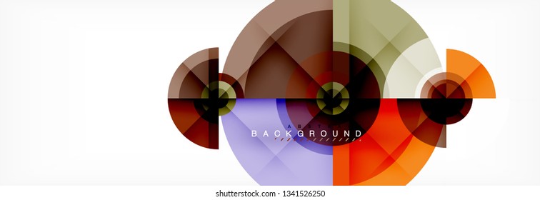 Minimal geometric circles and triangles abstract background, techno modern design, poster template, vector design