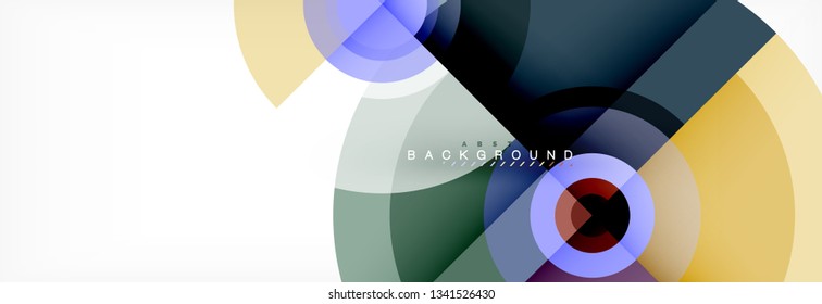 Minimal geometric circles and triangles abstract background, techno modern design, poster template, vector design