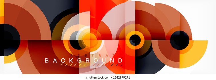 Minimal geometric circles and triangles abstract background, techno modern design, poster template, vector design